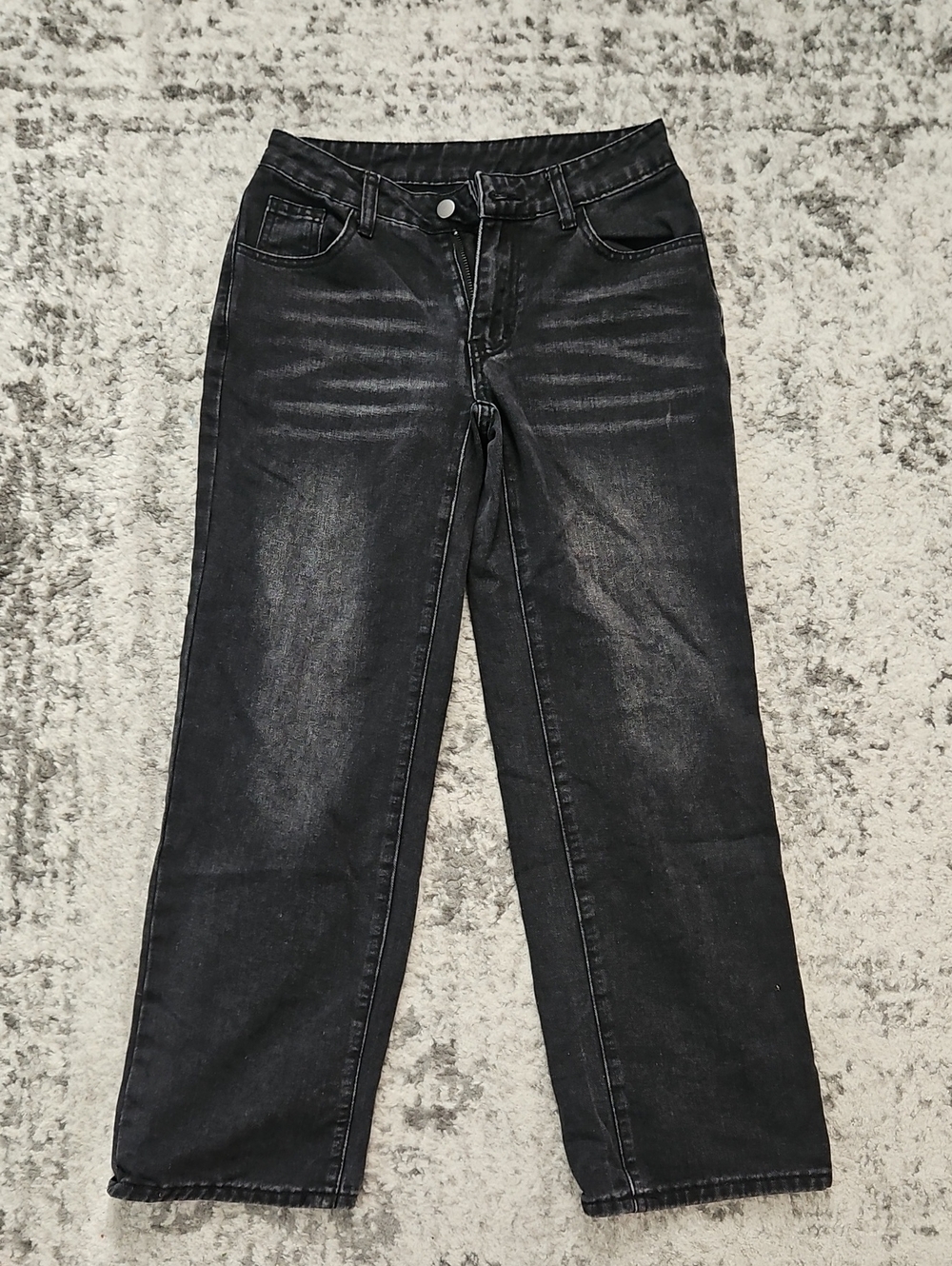SHEIN Black High-Rise Straight Leg Jeans